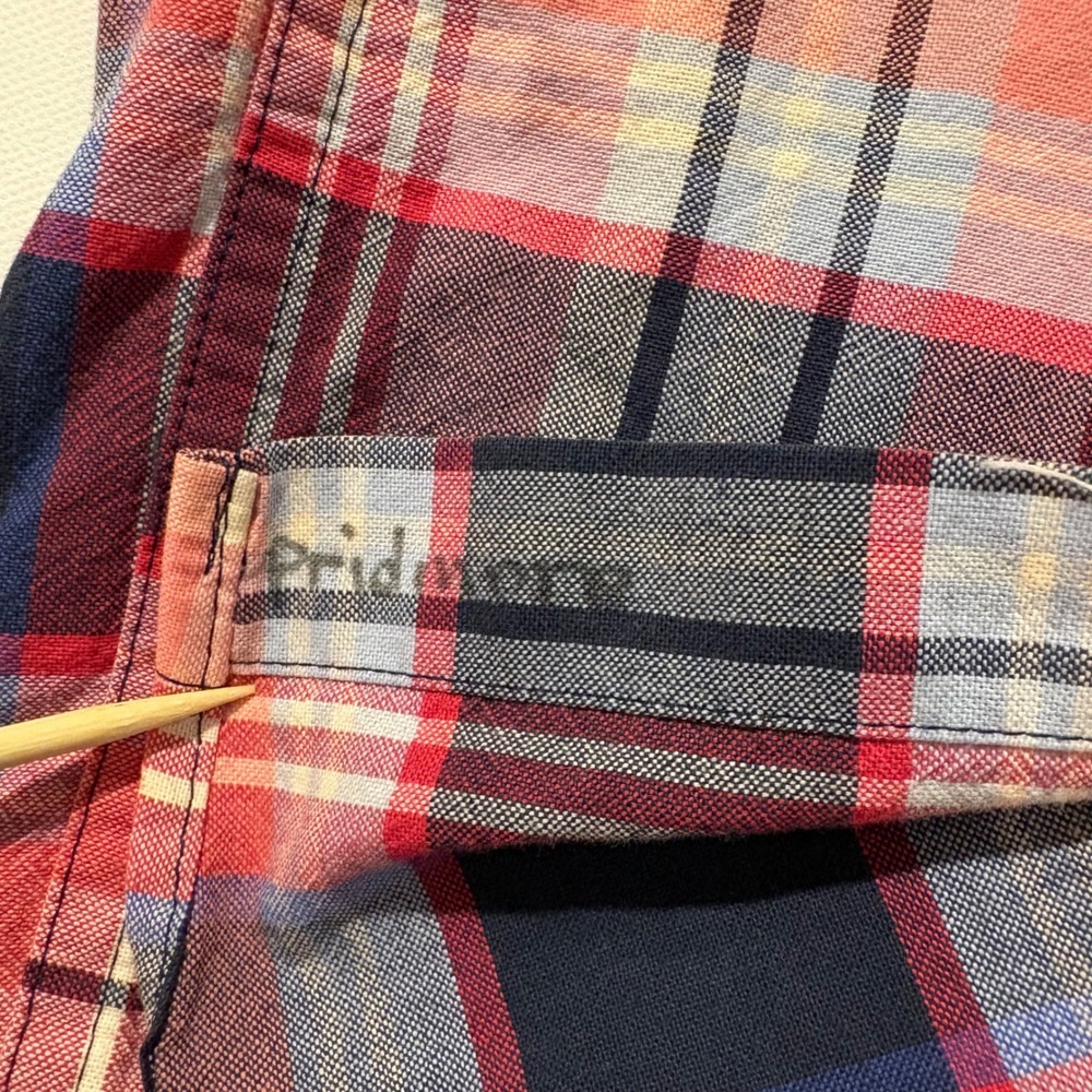 Cinch Mens XL Short Sleeve Plaid Button Shirt Red Navy Miller Style *See‎ Desc - Picture 6 of 10